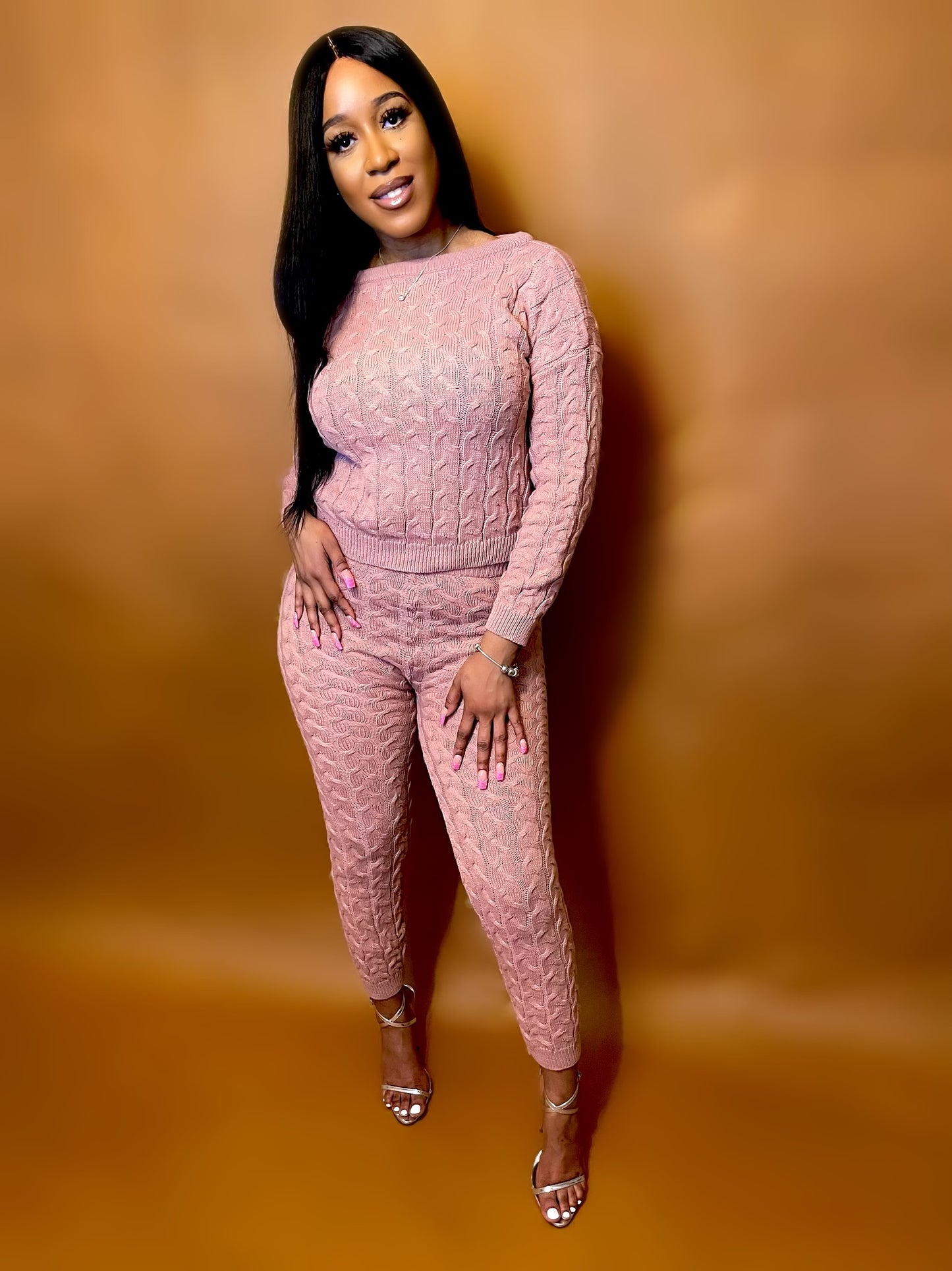 Pink Rose Knit Set