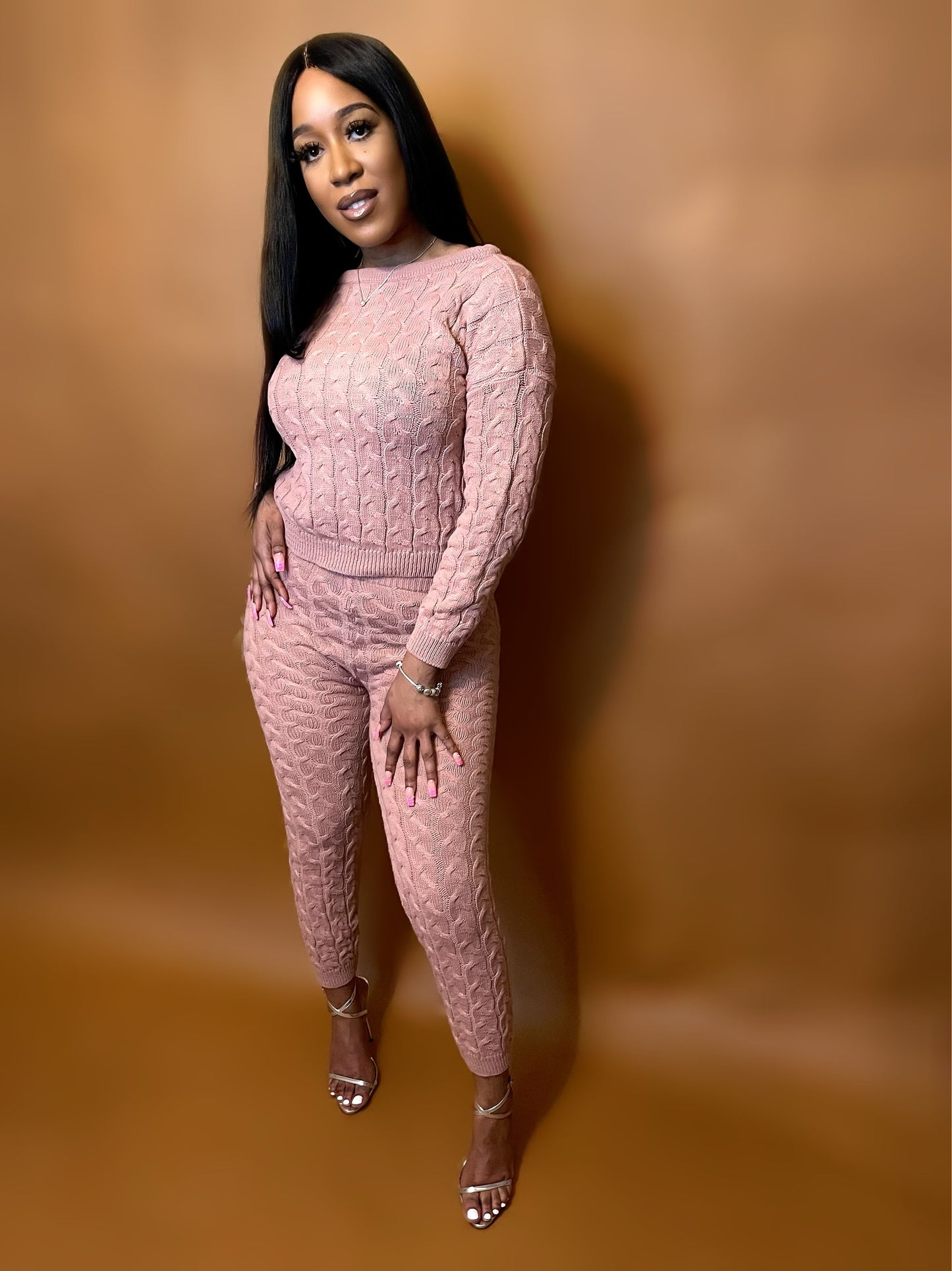 Pink Rose Knit Set