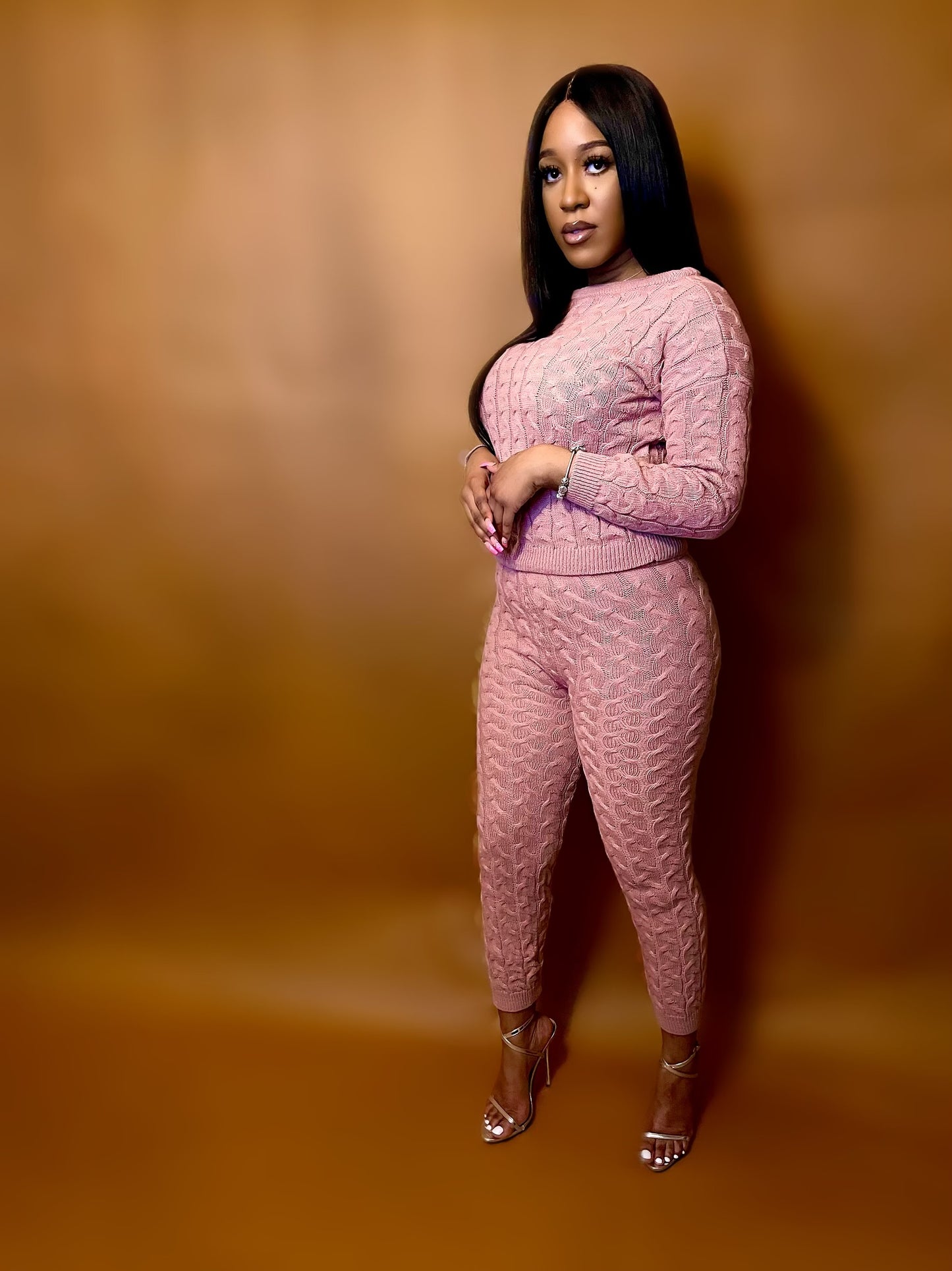 Pink Rose Knit Set